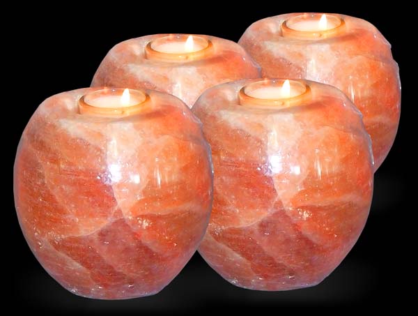 Himalayan Salt Globe Tealight Candle Holder - Set of 4